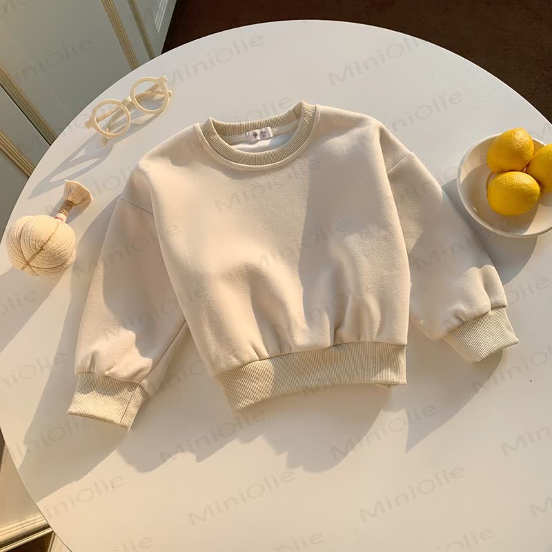 Toddler Solid Color Crewneck Sweatshirt Top - Beige - 10-11T - image 7