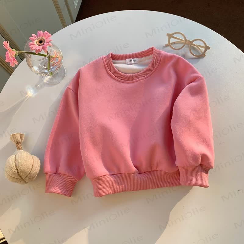 Toddler Solid Color Crewneck Sweatshirt Top - Fuchsia - 10-11T - image 8