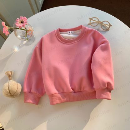Toddler Solid Color Crewneck Sweatshirt Top - Fuchsia - 10-11T - image 8
