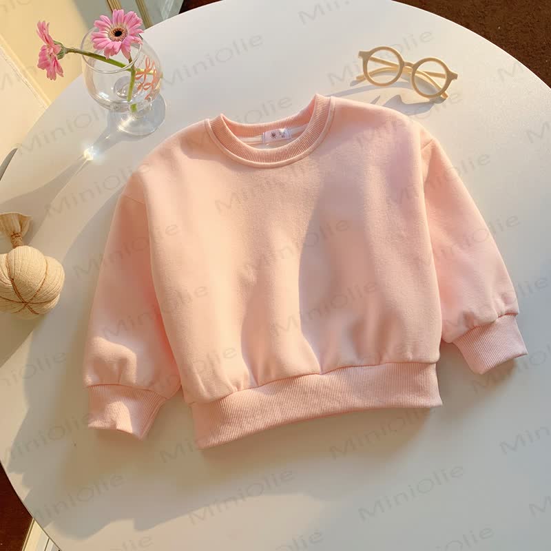 Toddler Solid Color Crewneck Sweatshirt Top - Pink - 10-11T - image 9
