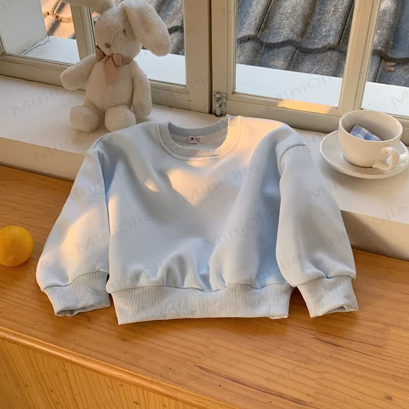 Toddler Solid Color Crewneck Sweatshirt Top - Blue - 10-11T - image 11