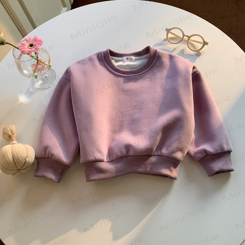 Toddler Solid Color Crewneck Sweatshirt Top - Purple - 10-11T - image 12
