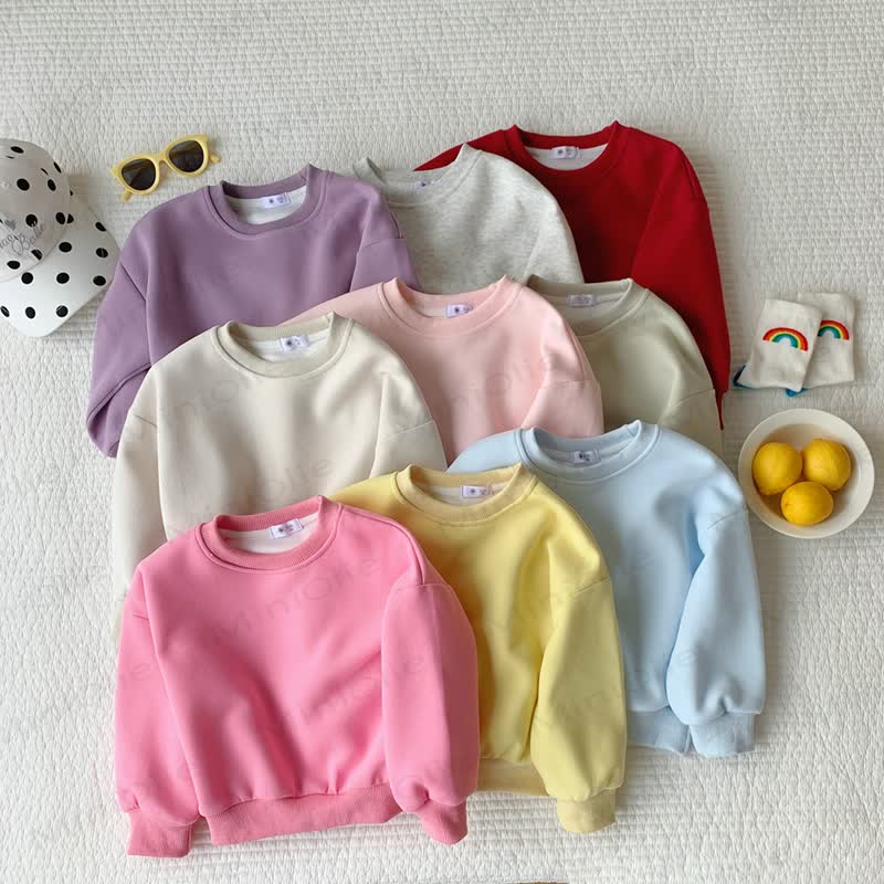 Toddler Solid Color Crewneck Sweatshirt Top - image 1