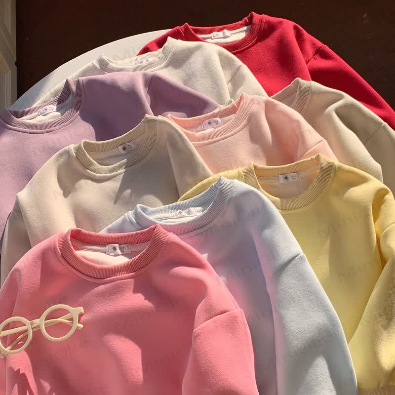Toddler Solid Color Crewneck Sweatshirt Top - image 2