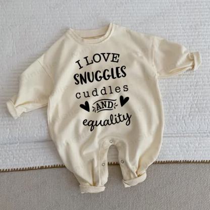 I LOVE SNUGGLES CUDDLES AND EQUALITY Baby Beige Romper - Beige - 2-3T - image 1