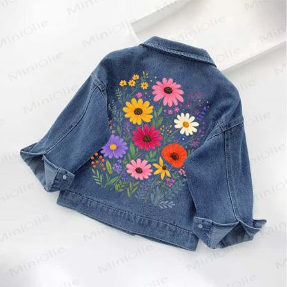 Toddler Kid Flower Print Denim Jacket - image 2