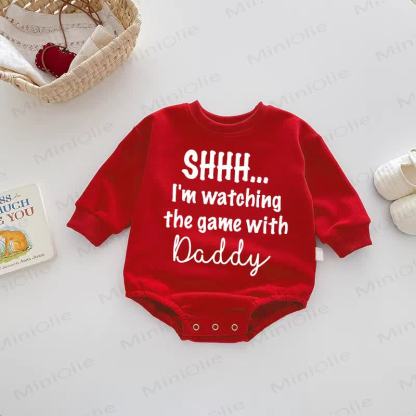 SHHH... W'M WATCHING THE GAME WITH DADDY Baby Red Bodysuit - Red - 18-24M - image 1