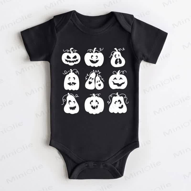 Baby Halloween Pumpkin Print Black Bodysuit - Black - 18-24M - image 1