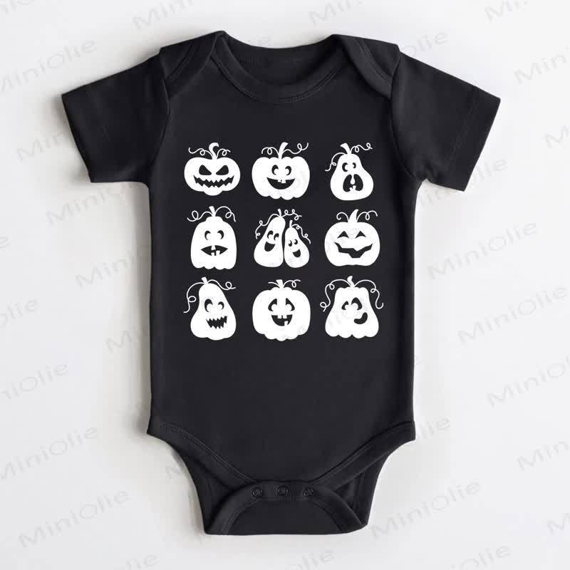 Baby Halloween Pumpkin Print Black Bodysuit - Black - 18-24M - image 1