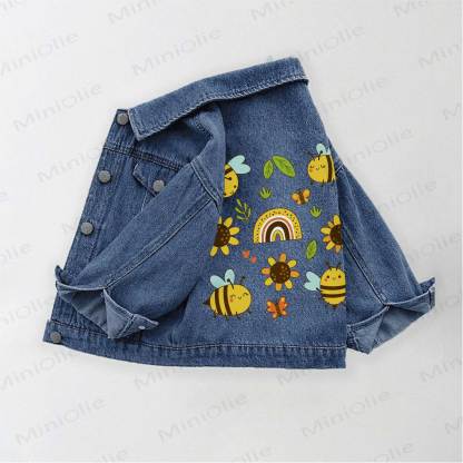 Toddler Kid Bee Sunflower Print Denim Jacket - Blue - 10-11T - image 1