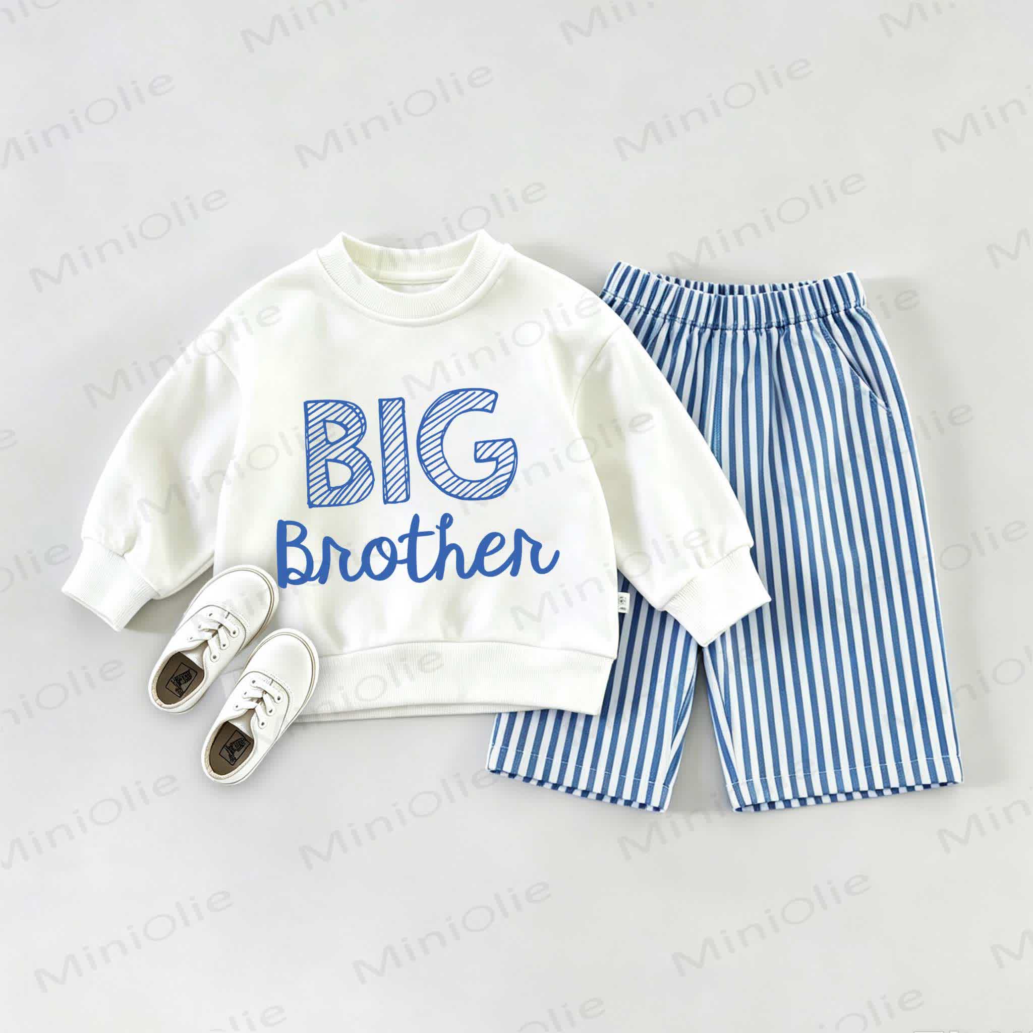 BIG BROTHER Baby Sweatshirt 2-piece Set - White&Blue - 2-3T - image 1
