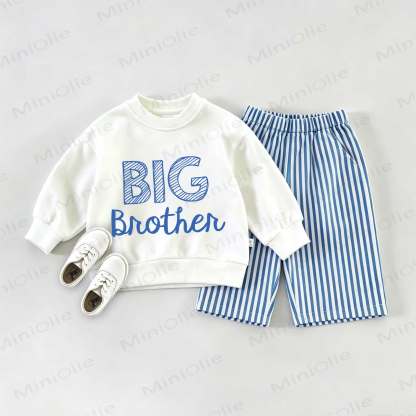 BIG BROTHER Baby Sweatshirt 2-piece Set - White&Blue - 2-3T - image 1