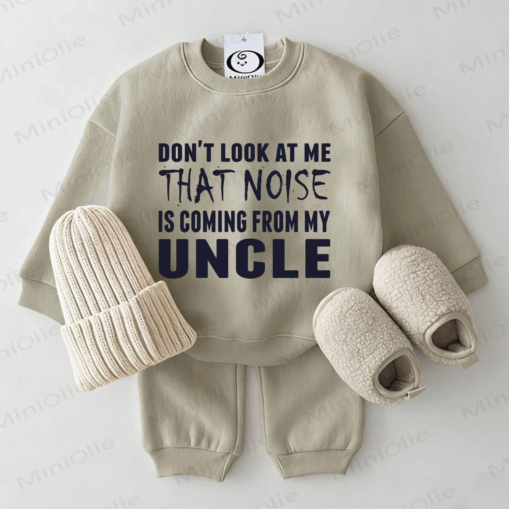 DON'T LOOK AT ME THAT NOISE IS COMING FROM MY UNCLE Baby Sweatshirt 2-piece Grey Green Set - Grey Green - 2-3T - image 1
