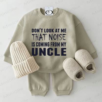 DON'T LOOK AT ME THAT NOISE IS COMING FROM MY UNCLE Baby Sweatshirt 2-piece Grey Green Set - Grey Green - 2-3T - image 1