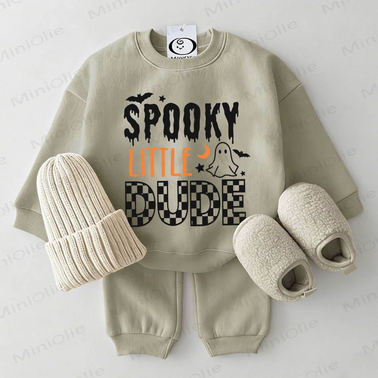 SPOOKY LITTLE DUDE Baby Sweatshirt 2-piece Grey Green Set - Grey Green - 2-3T - image 1