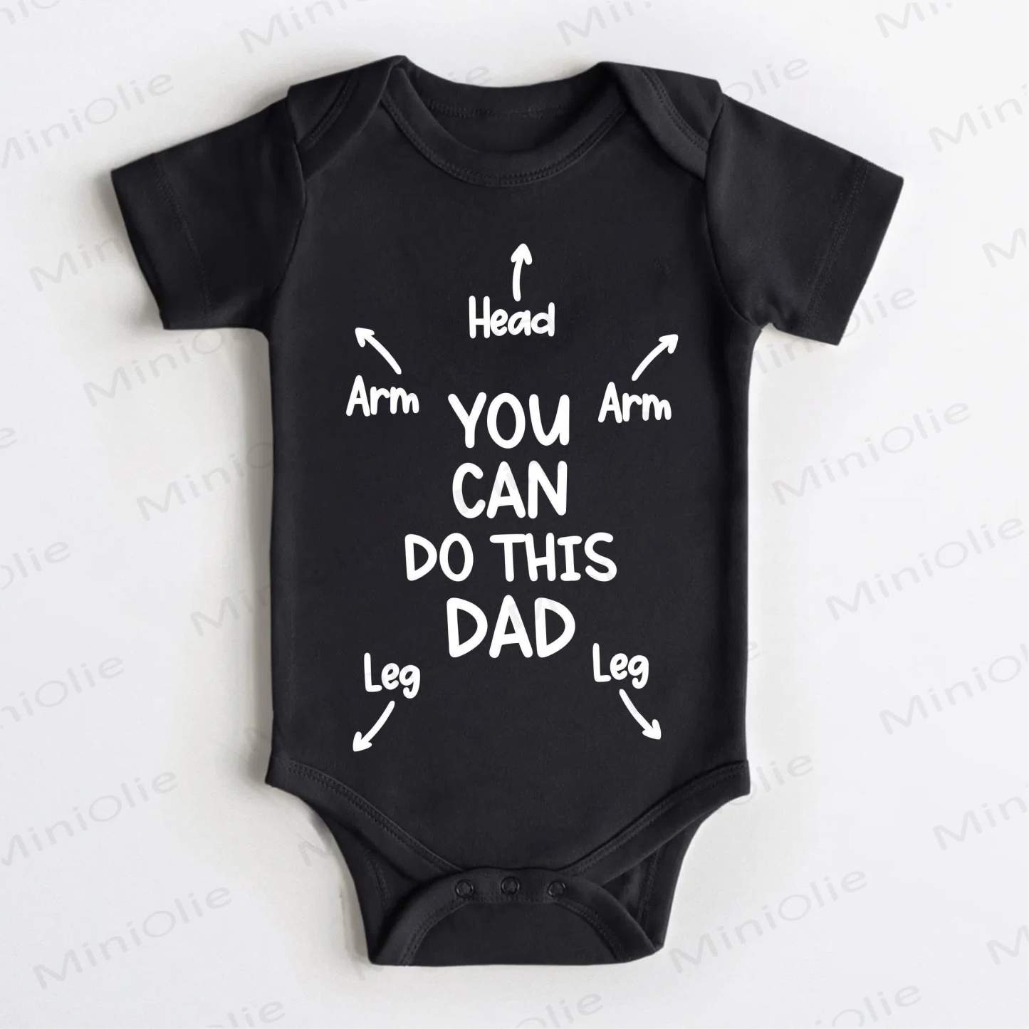 YOU CAN DO THIS DAD HEAD ARM ARM LEG LEG Baby Black Bodysuit - Black - 18-24M - image 1