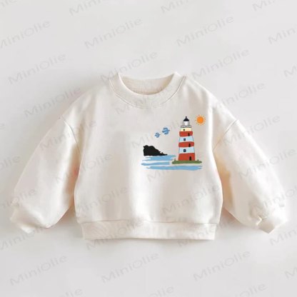 Baby Toddler Lighthouse Ocean Print Cream Sweatshirt - Cream - 3-5T - image 1