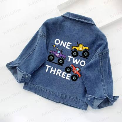 ONE TWO THREE Toddler Kid Truck Print Denim Jacket - image 2