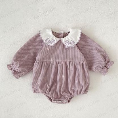 Baby Girl Corduroy Peter Pan Collar Dress and Bodysuit - Purple Bodysuit - 18-24M - image 5