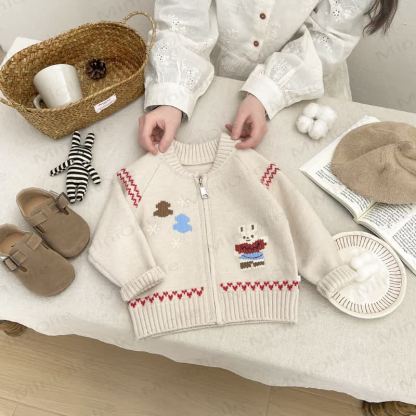 Baby Toddler Cartoon Knit Cardigan or Denim Pants - Cardigan - 4-5T - image 2