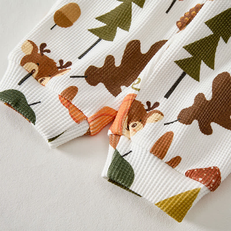 Baby Fox Deer Mushroom Pumpkin Print Waffle 2-piece Set - image 3