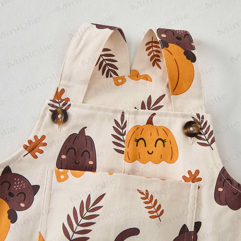  BOO! Baby Toddler Pumpkin Cat Overalls - image 4