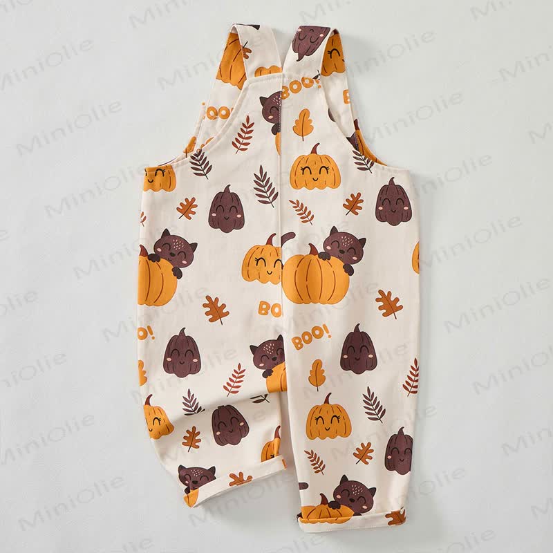  BOO! Baby Toddler Pumpkin Cat Overalls - image 3