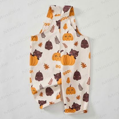  BOO! Baby Toddler Pumpkin Cat Overalls - image 3