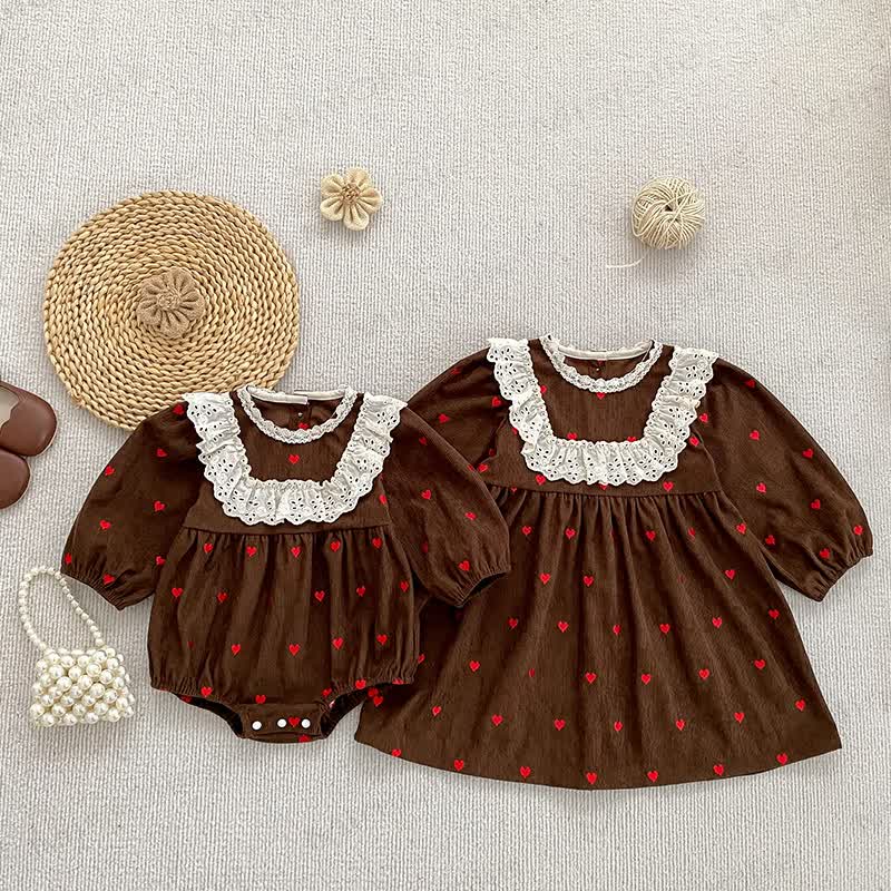 Toddler Girl Heart Print Corduroy Dress - image 1