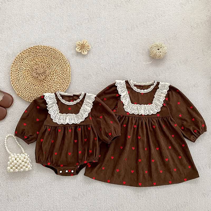 Toddler Girl Heart Print Corduroy Dress - image 1