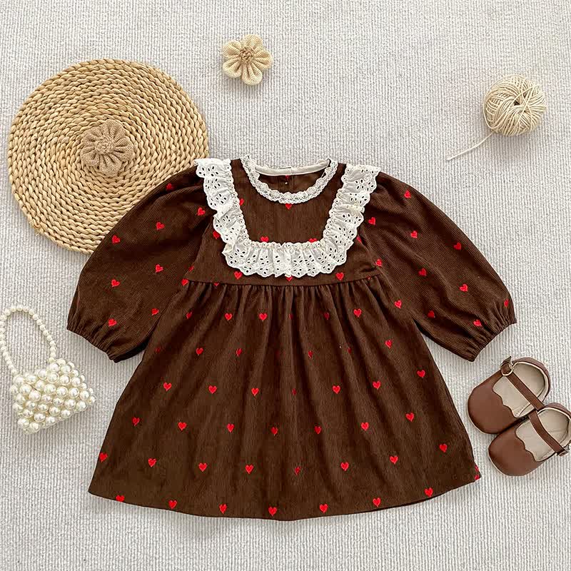 Toddler Girl Heart Print Corduroy Dress - image 5