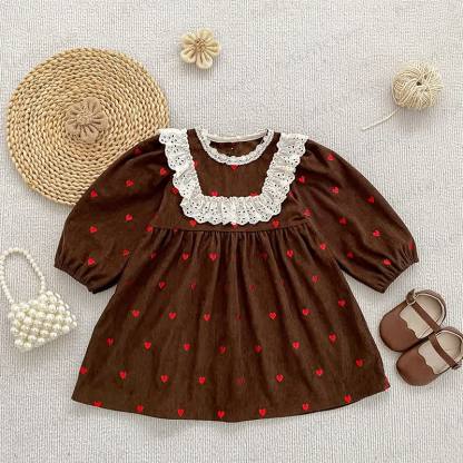 Toddler Girl Heart Print Corduroy Dress - image 5