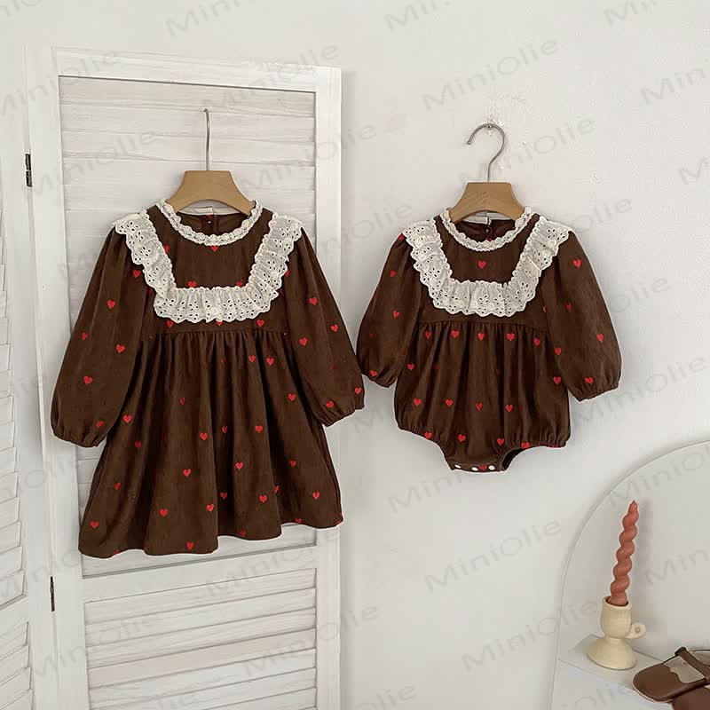 Toddler Girl Heart Print Corduroy Dress - image 2