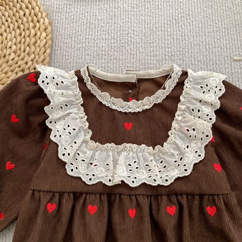 Toddler Girl Heart Print Corduroy Dress - image 10