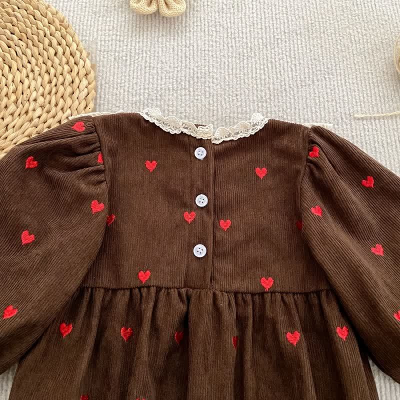 Toddler Girl Heart Print Corduroy Dress - image 11