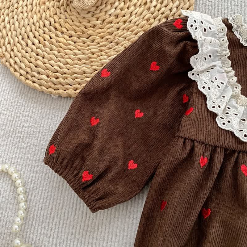 Toddler Girl Heart Print Corduroy Dress - image 12