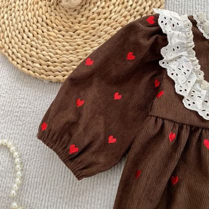 Toddler Girl Heart Print Corduroy Dress - image 12
