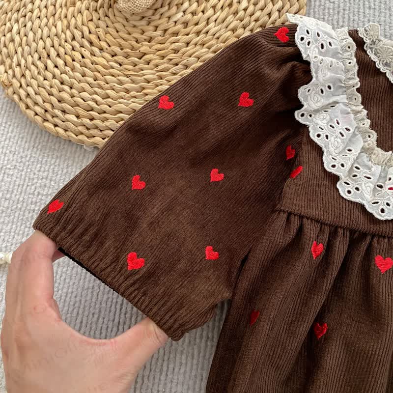 Toddler Girl Heart Print Corduroy Dress - image 13