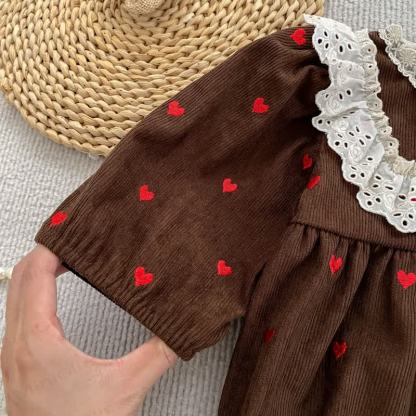 Toddler Girl Heart Print Corduroy Dress - image 13