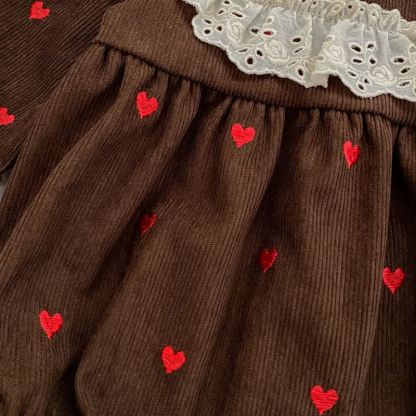 Toddler Girl Heart Print Corduroy Dress - image 14