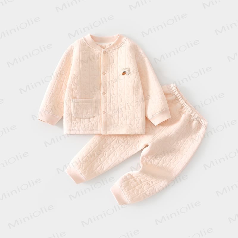 Baby Quilted Bear Snap Front Lounge 2-piece Set - Pink - 2-3T - image 3