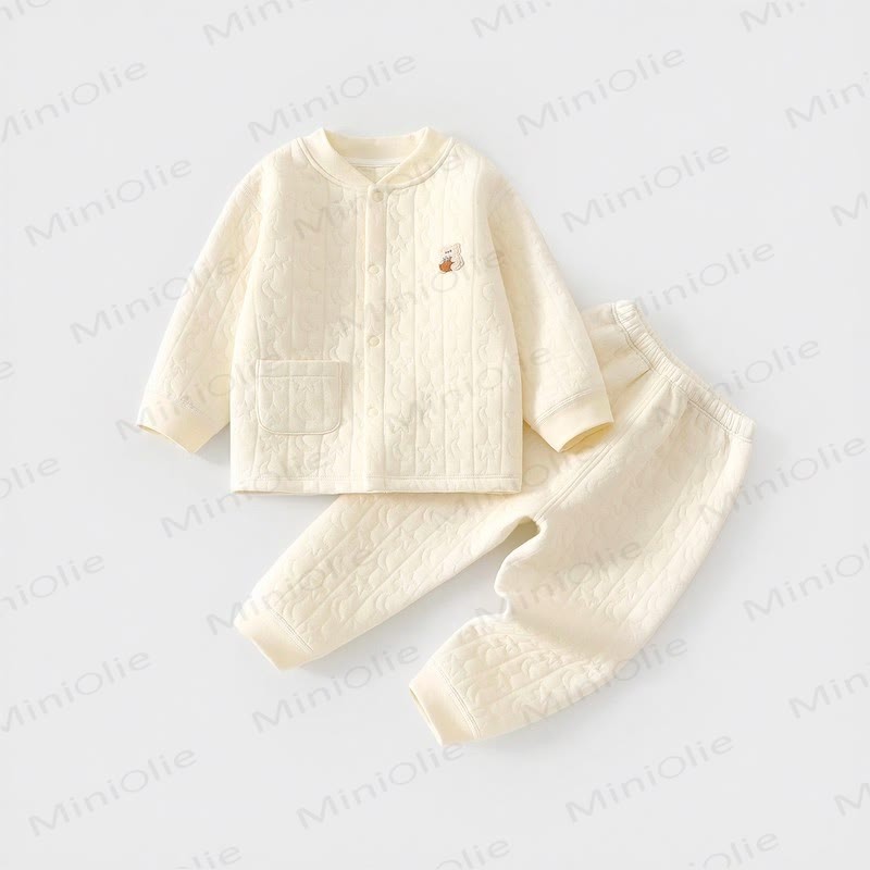 Baby Quilted Bear Snap Front Lounge 2-piece Set - Yellow - 2-3T - image 2