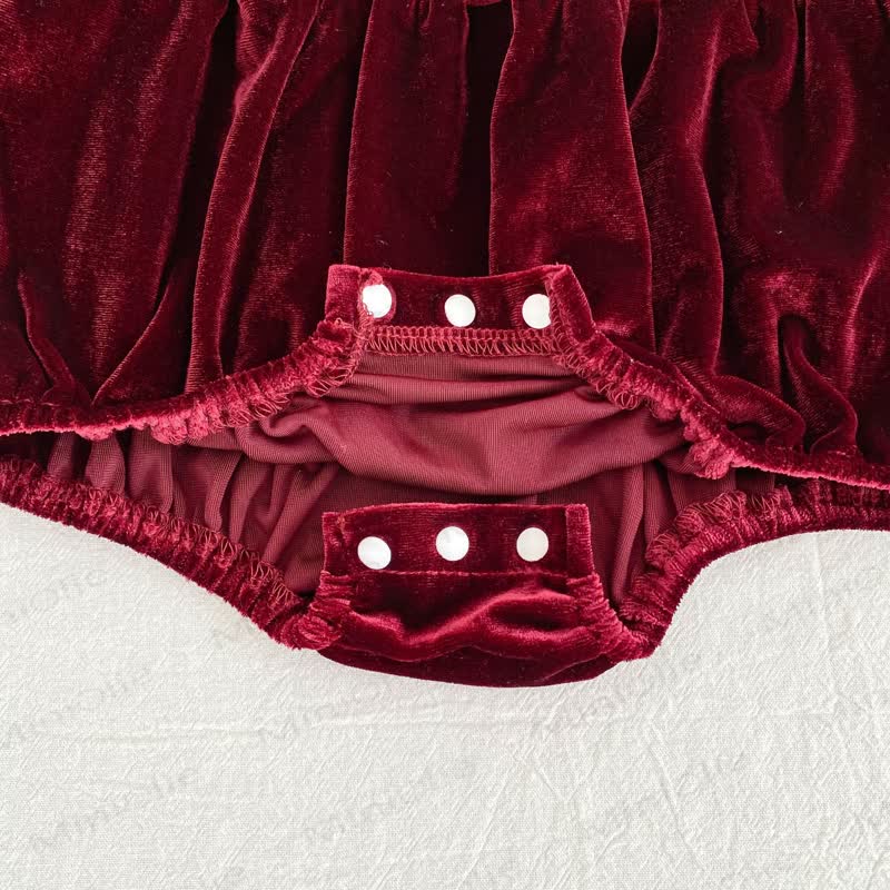 Baby Burgundy Velvet Lace Collar Dress and Bodysuit - image 14