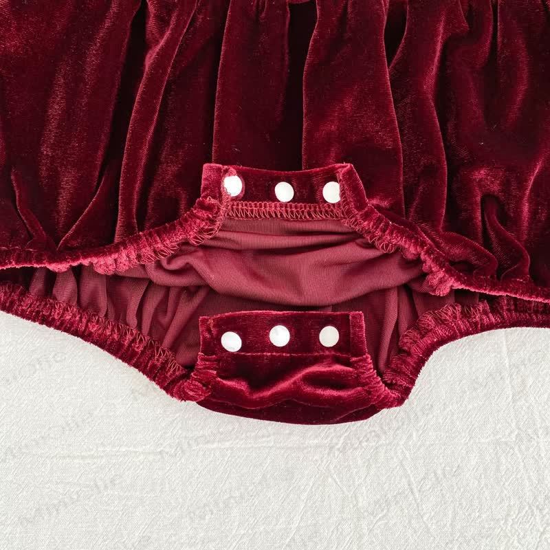 Baby Burgundy Velvet Lace Collar Dress and Bodysuit - image 14