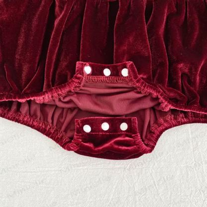 Baby Burgundy Velvet Lace Collar Dress and Bodysuit - image 14