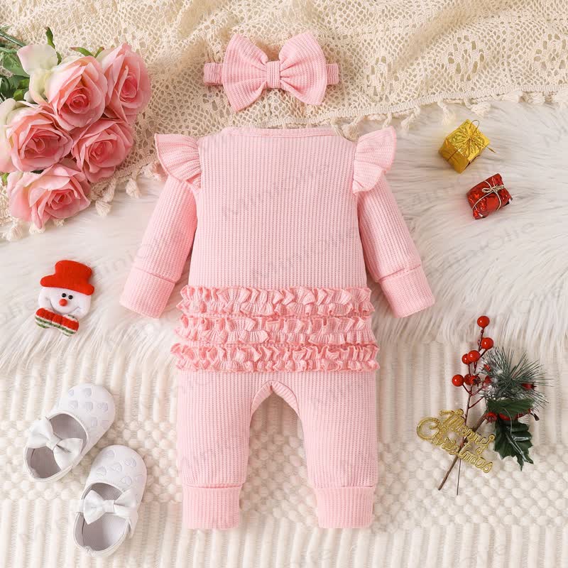 Baby Christmas Applique Romper with Bow - image 3