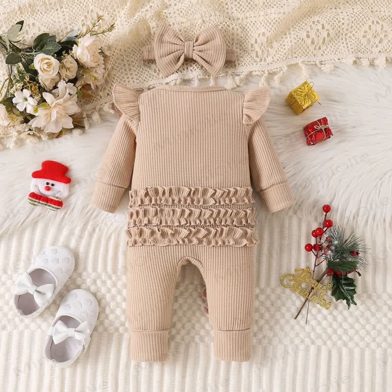 Baby Christmas Applique Romper with Bow - image 6