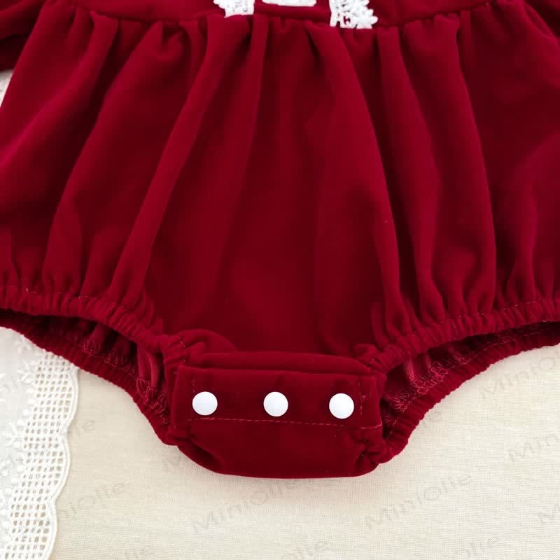 Baby Girl Velvet Lace Collar Dress and Bodysuit - image 10
