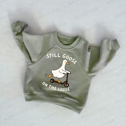 STILL GOOSE ON THE LOOSE Baby Toddler Grey Green Sweatshirt - Grey Green - 3-5T - image 1