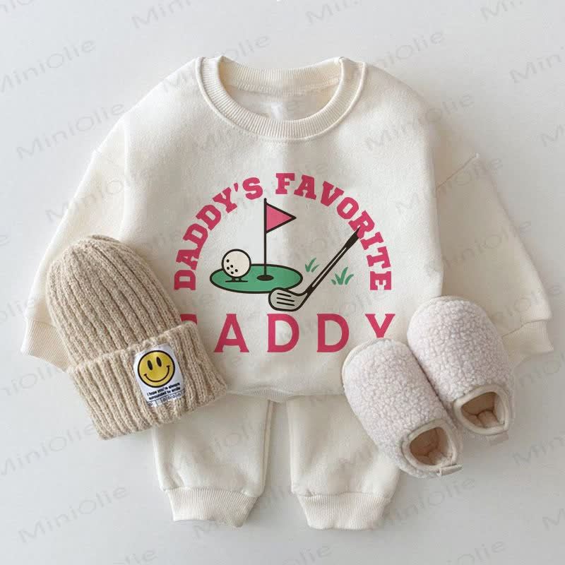 DADDY'S FAVORITE CADDY Baby Golf White Sweatshirt 2-piece Set - White - 2-3T - image 1